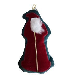 Woof and Poof Velveteen Christmas Santa Ornament Stuffed  7” VTG 1994 Handmade